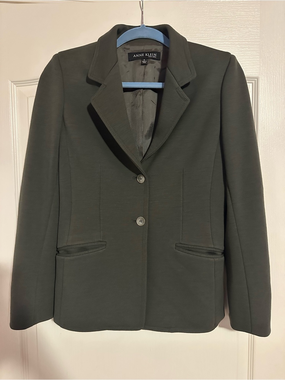 Anne Klein New York Olive Green Ponte Knit Blazer Size 2
